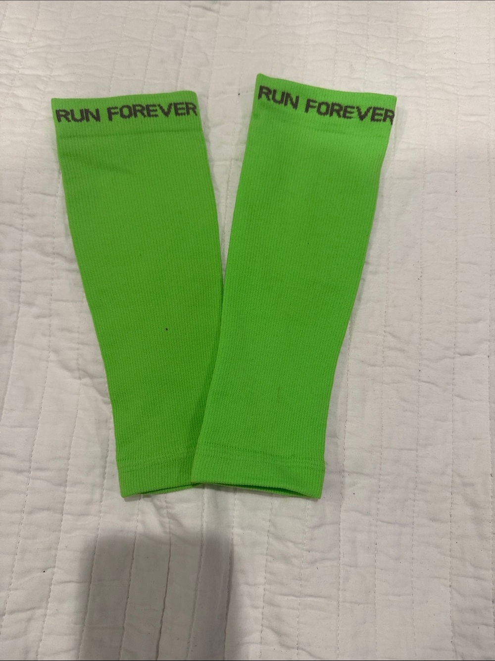 Neon Green 'RUN FOREVER' Athletic Compression Sleeve for Calf